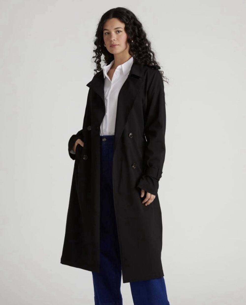 C22 Fleet Street Women’s Sz 8 Belted Black Trench Coat